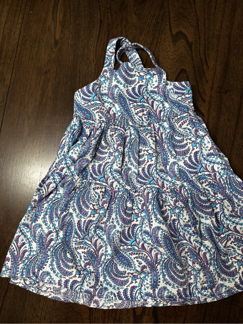 Crewcuts Paisley Halter Dress in White, Blue & Purple
